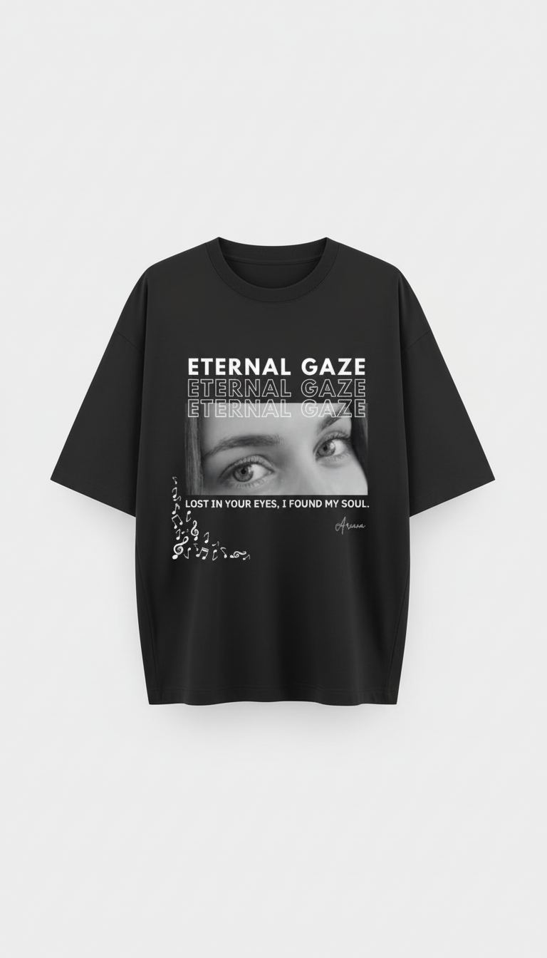 Eternal Gaze Personalized Oversized Tee | Couple's Custom Eye Print Shirt