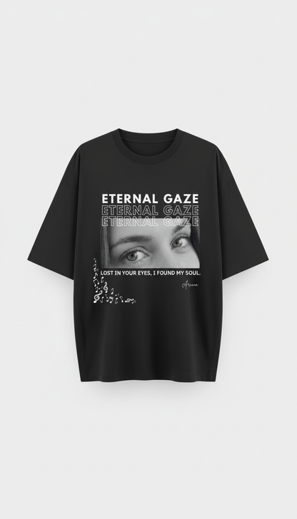 Eternal Gaze Personalized Oversized Tee | Couple's Custom Eye Print Shirt